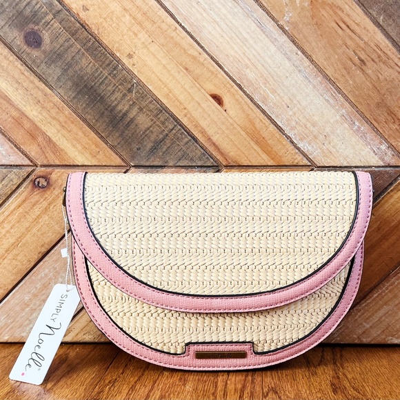 Simply Noelle Straw Clutch Purse- Blush - Picture 1 of 3